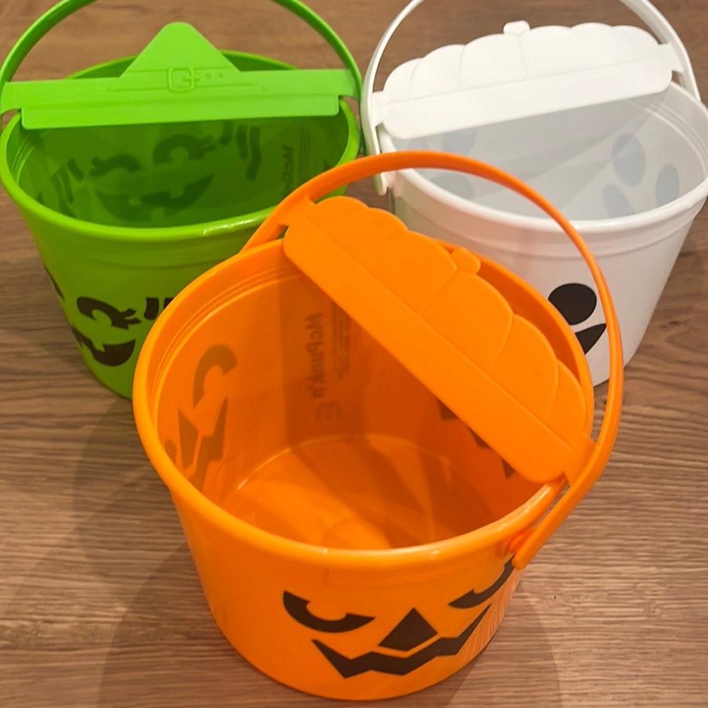 Collectible McDonald’s happy meal buckets! Pumpkin, Witch, and Ghost! No sticker